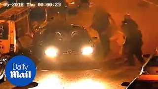 Police officer screams as she is run over TWICE by car thief