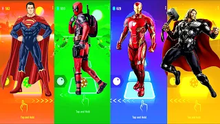 Superman 🆚 DeadPool 🆚 Iron Man 🆚 Thor | DC Comics 🆚 Marvel Comics | Tiles Hop Fun Ball