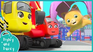 🚧Save the KITTEN! - Muddy Puddle Splash  🚜 | Digley and Dazey | Kids Construction Truck Cartoons