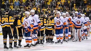 Islanders meet Penguins at center ice to shake hands after sweep