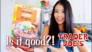 Trader Joe's Premium Salmon Burgers Review| Trying Trader Joes frozen food!