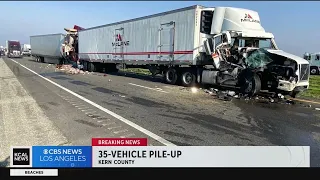 35-vehicle pile-up in  Kern County