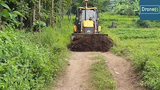 Damaged Hilly Road- Skillful Backhoe Loader Operator- Leveling It