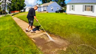 POWERWASHING this FILTHY sidewalk, She was so excited!