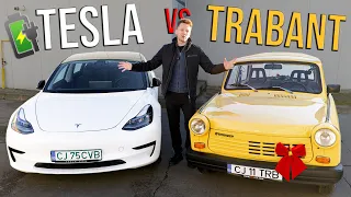 Care e mai rapidă la DRUM LUNG? - TRABANT vs TESLA