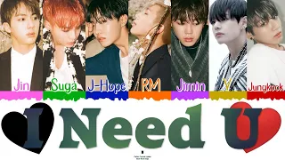 🖤❤️ BTS (방탄소년단) - I Need U [Color Coded Lyrics Han|Rom|Esp] ❤️🖤