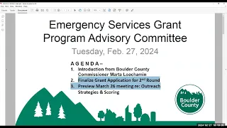 Emergency Services Grant Committee Meeting - Feb 27, 2024