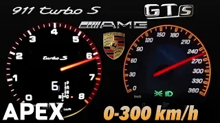 2018 Porsche 911 Turbo S vs. Mercedes AMG GT S - Acceleration Sound 0-100, 0-300 km/h | APEX