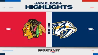 NHL Highlights | Blackhawks vs. Predators - January 2, 2024