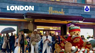 London Autumn Walk 🇬🇧 KNIGHTSBRIDGE & Inside Christmas at Harrods 🌟 |  Central London Walking Tour