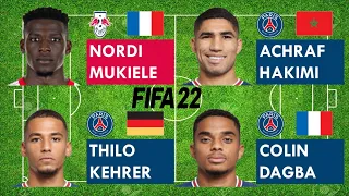 Nordi Mukiele vs PSG Right Backs (Achraf Hakimi,Thilo Kehrer,Colin Dagba) - FIFA 22 Comparison