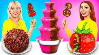 Chocolate Fountain Fondue Challenge | Eating Only Chocolate Food Battle by RATATA