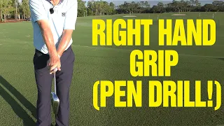 3 KEYS TO A GREAT RIGHT HAND GOLF GRIP ("MUST SEE" PEN DRILL)!!