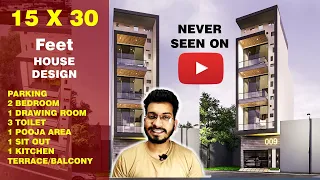 15X30 Feet, 50 Gaj. | NEVER SEEN BEFORE | 2BHK | Mezzanine floor |15X30 Feet House Plan || DV Studio