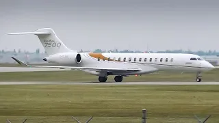 Bombardier Aerospace Global 7500 Arriving and Departing Calgary Airport