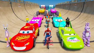 GTA V SPIDERMAN, GODZILLA x KONG Epic New Stunt Race For Car Racing Challenge by Trevor and Shark