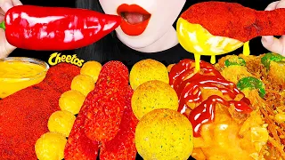 ASMR SPICY CHEETOS CHICKEN, CHEESE BALLS, HOT DOG 직접 만든 치토스 뿌링클 치즈볼 모짜렐라 핫도그 치즈스틱 EATING MUKBANG 먹방