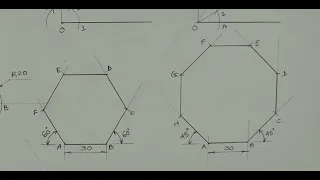 How to draw a hexagon and an octagon with set squares