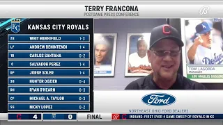 Terry Francona reacts to Indians' first ever four-game sweep of Royals in Kansas City