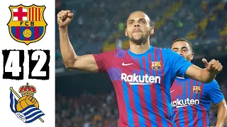 ملخص مباراة برشلونة وريال سوسيداد  4-2  الاهـداف كامـلـة |اهداف  برشلونة اليوم