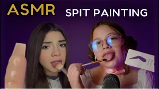 ASMR ESPAÑOL / SPIT PAINTING + MOUTH SOUNDS con B4BITA con VIVALEN ASMR