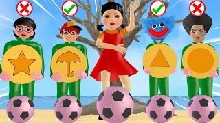 Squid Game (오징어 게임) - Scary Stranger 3D Trying Giant Candy Shape Challenge in Family Football Game