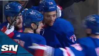 Rangers' K'Andre Miller Uses Speed And Strength To Blow By Wild Defenders For Breakaway Goal