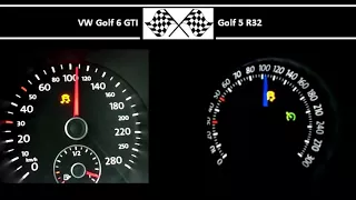 VW Golf 6 GTI VS. Golf 5 R32 - Acceleration 0-100km/h