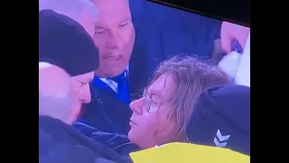 Everton vs Newcastle was interrupted after a protestor tied himself to a goalpost.