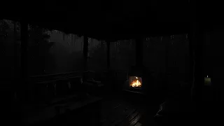 Cabin Ambience with Rain and Fireplace Harmony 🌧️ Rainy Night for Relaxation & Concentration | ASMR