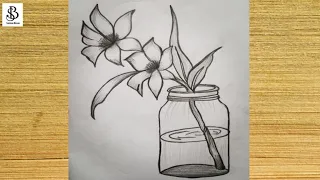 How to draw a beautiful orchid flowers in a jar/step by step pencil sketch /Sadia Bilal
