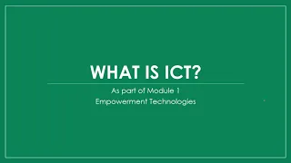 Techno - Module 1 - Introduction to ICT