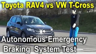 Toyota RAV4 vs Volkswagen T-Cross Autonomous Emergency Braking System Test, Lane Support Test