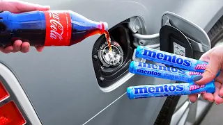 COCA COLA vs MENTOS in CAR fuel tank