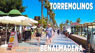 Benalmadena Torremolinos Beach Promenade Walking Tour Malaga Spain April 2024 [4K]