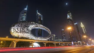 Epic Dubai Timelapse Museum of the Future and Surrounding Landmarks in Stunning Motion 4K