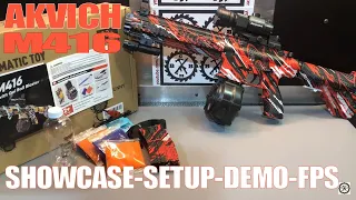 Showcase-Setup-Demo & FPS: AKVICH M416 Gel Ball Blaster - Mechanical Mag - Drum Mag - On Amazon