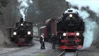 Dampflok 99 222 mit Güterzug | Harzquerbahn