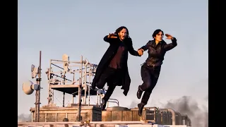 The Matrix Resurrections:  |  Skyscraper fight scene and rooftop jump |