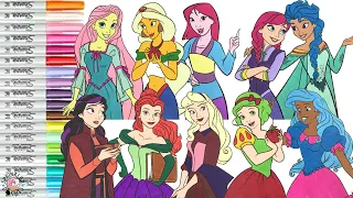 Disney Princess Makeover Coloring Book Compilation My Little Pony Shimmer and Shine Hocus Pocus