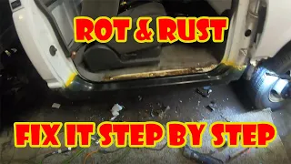 HOW TO  Replace Rusty/Rotted Rocker Panel/Cab Corner GMC Chevrolet Trucks 1988-1998