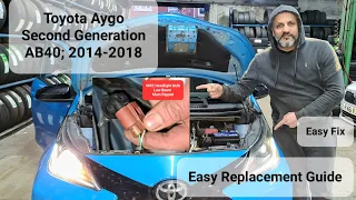 How to change the Main Dipped bulb on Toyota Aygo mk2 #headlight #toyotaclub