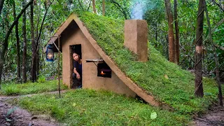 How to Build the Most Beautiful Grass Roof Luxury Villa By Ancient Skills, Girl Living Off Grid