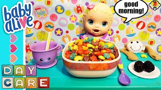 👶Baby Alive Daycare! Baby Alive Isa's MORNING ROUTINE! 🍳Breakfast Time! Let's get her ready!