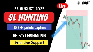 Live Banknifty SL HUNTING Trade | Fast momentum Banknifty intraday trade | 25 AUG 2023