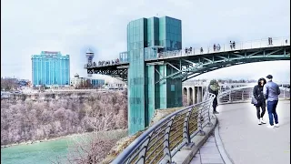 NIAGARA FALLS NY Observation Tower and Water Falls in New York state USA