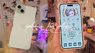 🫧iPhone 15 plus aesthetic unboxing + accessories🌿 | genshin & honkai star rail