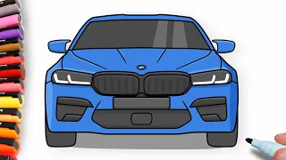 How to draw a BMW M5 F90 2021 | Drawing bmw m5 competition 2022 car
