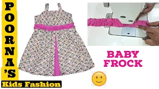 2 TO 3 YEARS BABYB FROCK | GATHER PLEATS BELT DESIGN | BABY FROCK CUTTING AND STITCHING