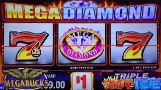 Pink Diamond Megabucks Jackpot! Strange Cash Wheel slot! Mega Diamond + Triple Hot Ice slot play!